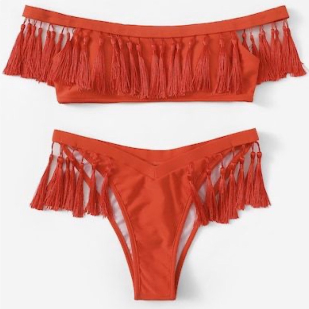 BRAND NEW Orange tassel bikini